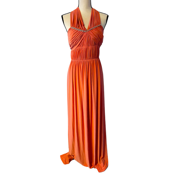 NWT BCBG Generation Women Pink Pleated Sleeveless Chiffon Rhinestone Size 12 - Picture 2 of 5